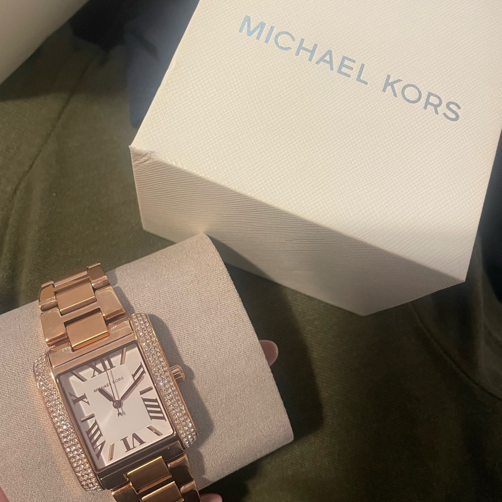 Michael Kors Rose Gold and White Stainless Steel Watch